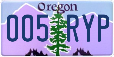 OR license plate 005RYP