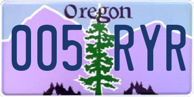 OR license plate 005RYR