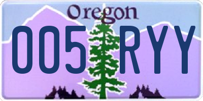 OR license plate 005RYY