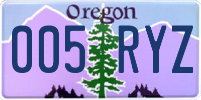OR license plate 005RYZ