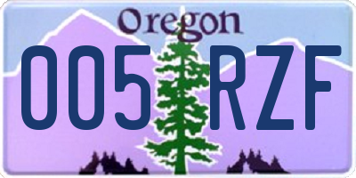 OR license plate 005RZF