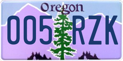 OR license plate 005RZK
