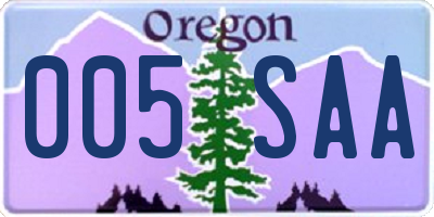 OR license plate 005SAA
