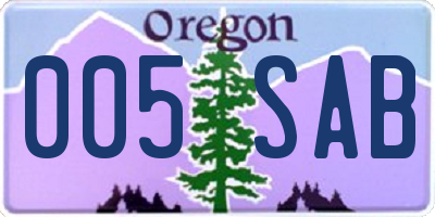OR license plate 005SAB