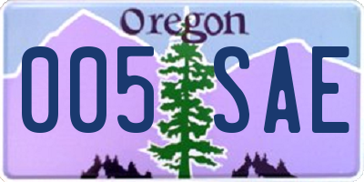 OR license plate 005SAE