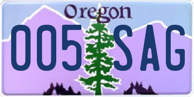 OR license plate 005SAG