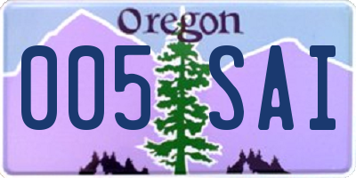 OR license plate 005SAI