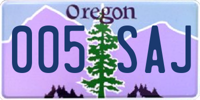 OR license plate 005SAJ