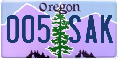 OR license plate 005SAK