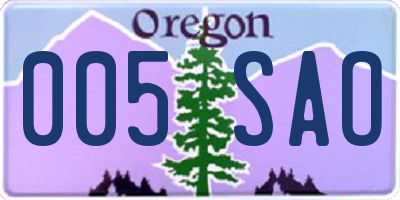 OR license plate 005SAO
