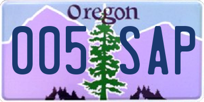 OR license plate 005SAP