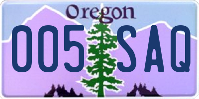 OR license plate 005SAQ