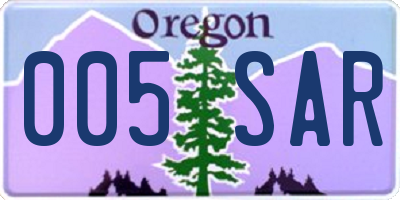 OR license plate 005SAR
