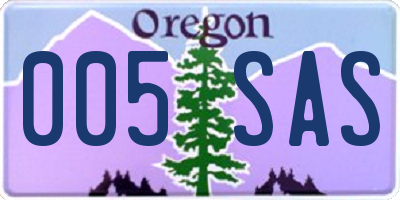 OR license plate 005SAS