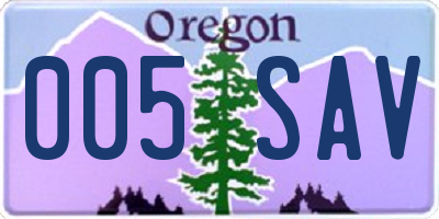 OR license plate 005SAV