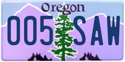 OR license plate 005SAW