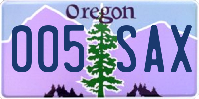 OR license plate 005SAX