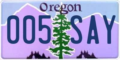 OR license plate 005SAY