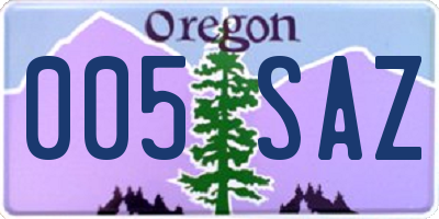 OR license plate 005SAZ
