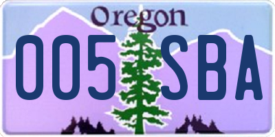 OR license plate 005SBA