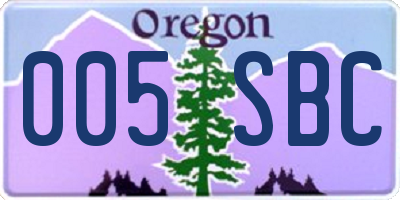 OR license plate 005SBC
