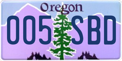 OR license plate 005SBD