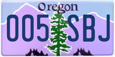 OR license plate 005SBJ
