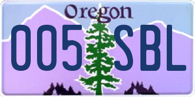 OR license plate 005SBL