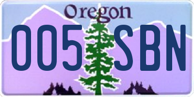 OR license plate 005SBN