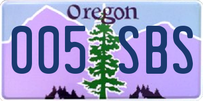 OR license plate 005SBS
