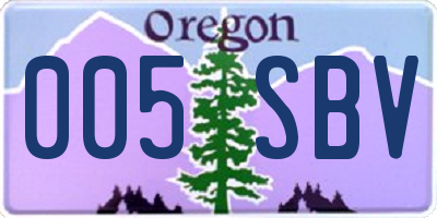 OR license plate 005SBV