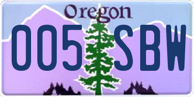 OR license plate 005SBW