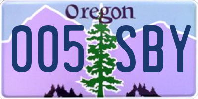 OR license plate 005SBY
