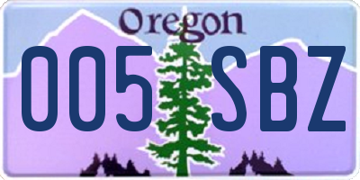 OR license plate 005SBZ