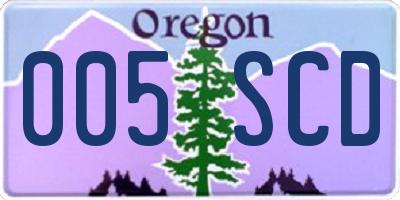 OR license plate 005SCD