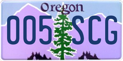OR license plate 005SCG