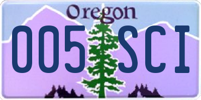 OR license plate 005SCI