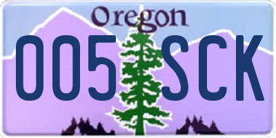 OR license plate 005SCK