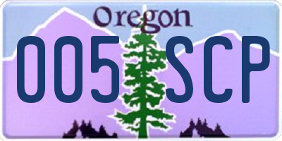 OR license plate 005SCP