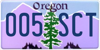 OR license plate 005SCT
