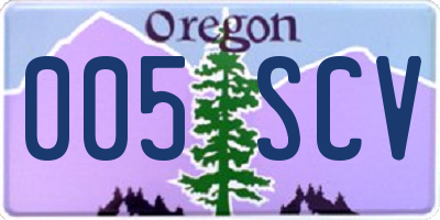 OR license plate 005SCV