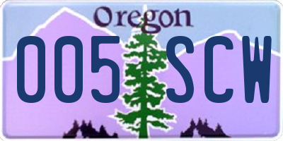 OR license plate 005SCW
