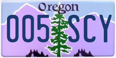 OR license plate 005SCY