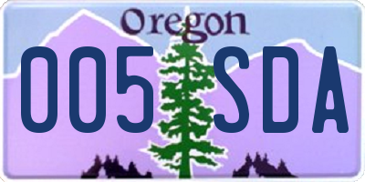 OR license plate 005SDA