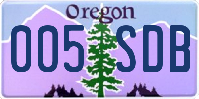 OR license plate 005SDB