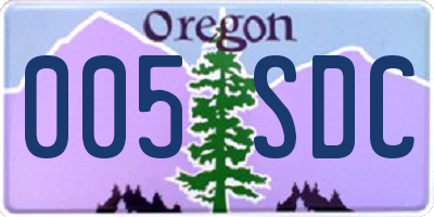 OR license plate 005SDC