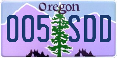 OR license plate 005SDD