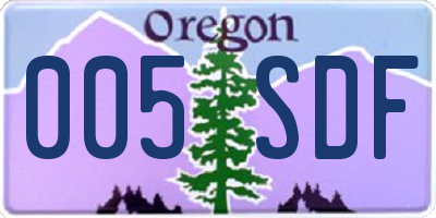 OR license plate 005SDF