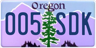 OR license plate 005SDK
