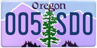 OR license plate 005SDO